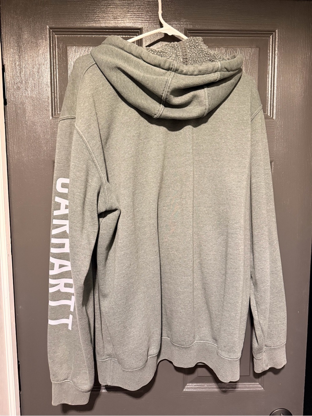 Carhartt Sage Green Pullover Hoodie with Sherpa-Lined Hood - Picture 2 of 3